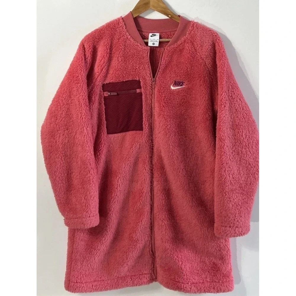 Nike Sportswear Winterized‎ Fleece Fuzzy Jacket Girls XL Oversized Sherpa DV8135